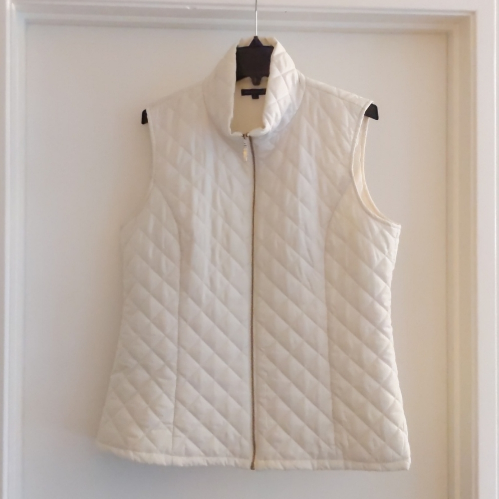 Gold and Off-White Quilted Vest